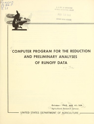 Computer program for the reduction and preliminary analyses of runoff data