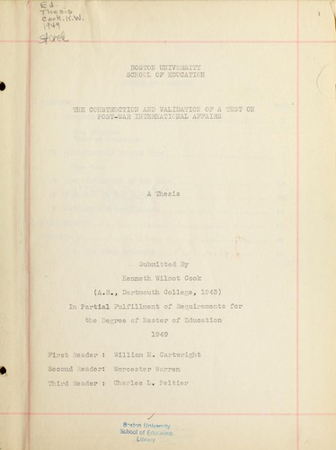 The construction and validation of a test on post-war intenational affairs