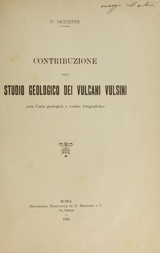 Contribuzione allo studio geologico dei vulcani vulsini