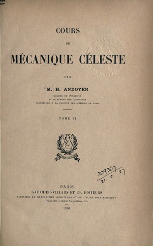 Cours de mécanique céleste