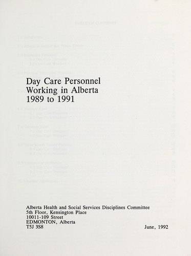 Day care personnel working in Alberta, 1989 to 1991