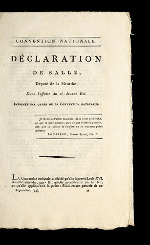 De claration de Salle, de pute  de la Meurthe, dans l'affaire du ci-devant roi
