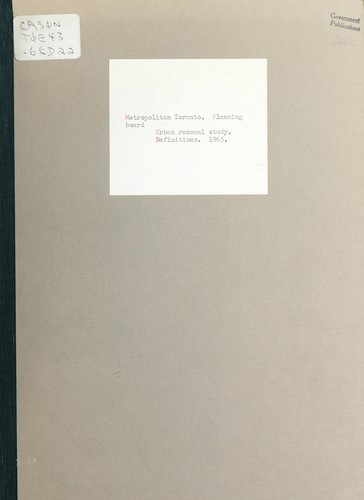 DEFINITIONS - METROPOLITAN URBAN RENEWAL STUDY