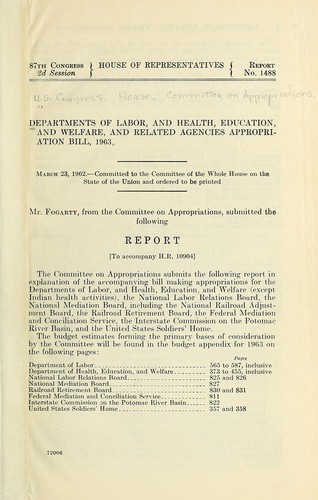Departments of Labor, and Health, Education, and Welfare, and related agencies appropriation bill, 1963