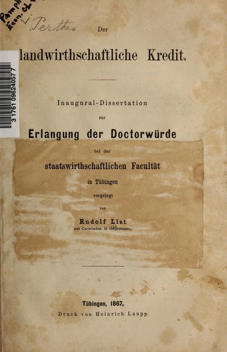 Der landwirtschaftliche Kredit