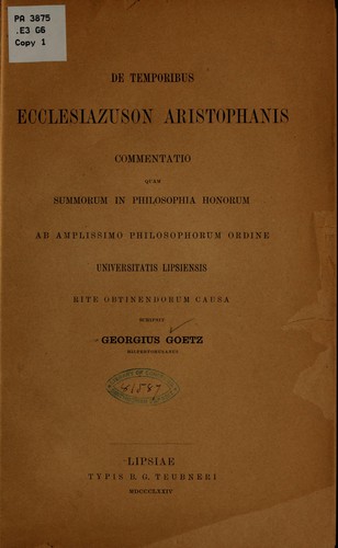 De temporibus Ecclesiazuson Aristophanis