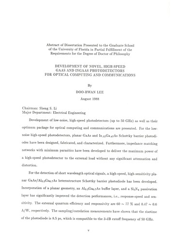 Development of novel, high-speed GaAs and InGaAs photodetectors for optical computing and communications