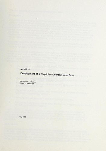 Development of a physician-oriented data base