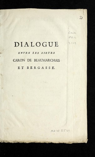 Dialogue entre les Sieurs Caron de Beaumarchais & Bergasse