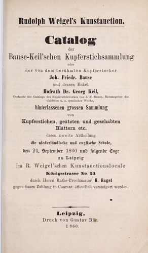 Die Bause-Keil'sche Kupferstichsammlung, zweite Abtheilung
