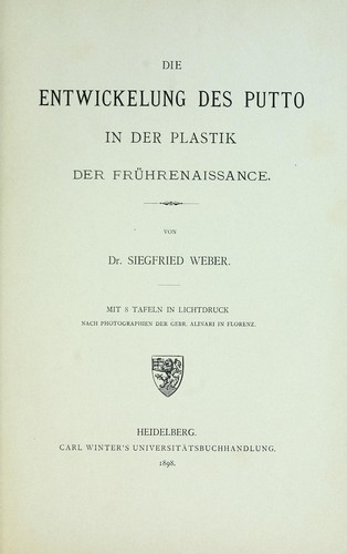 Die entwickelung des putto in der plastik der frührenaissance.