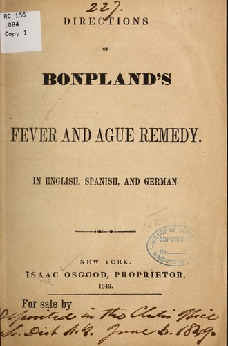 Directions of Bonpland's fever and ague remedy