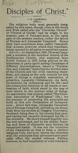 Disciples of Christ / J.H. Garrison