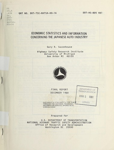 Economic statistics and information concerning the Japanese auto industry