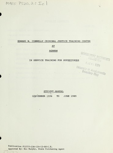 Edward W. Connelly Criminal Justice Training Center at Agawam in service training for supervisors