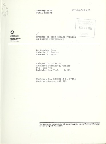 Effects of side impact padding on driver performance