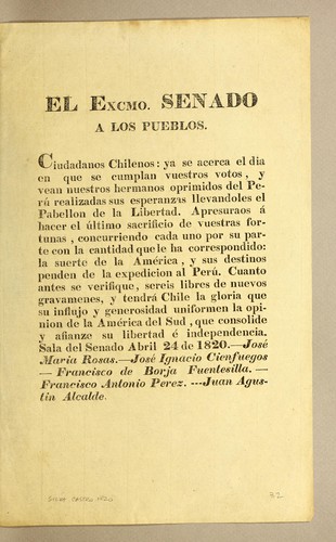El Excmo. Senado a los pueblos