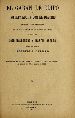 El gabán de Edipo, o, No hay lucha con el destino