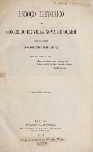 Esboço historico do Concelho de Villa Nova de Ourem