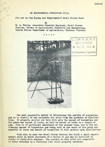 An experimental turpentine still