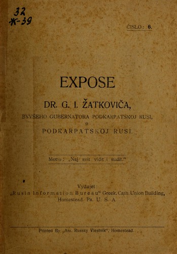 Expose Dr. G. I. Žatkoviča