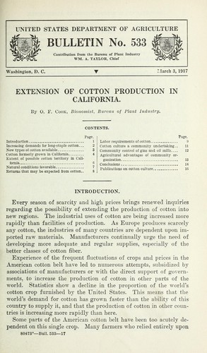 Extension of cotton production in California