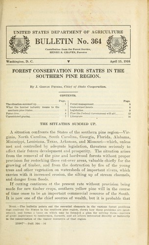 Forest conservation for states in the southern pine region