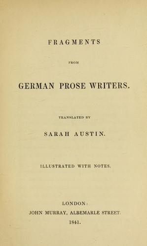 Fragments from German prose writers