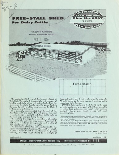 Free-stall shed for dairy cattle