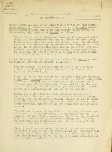 The FSA, pro and con