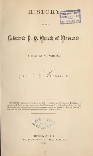 History of the Reformed P.D. Church of Claverack