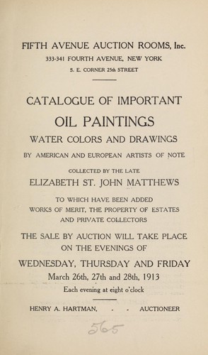 Important oil paintings, water colors and drawings by American and European artists of note