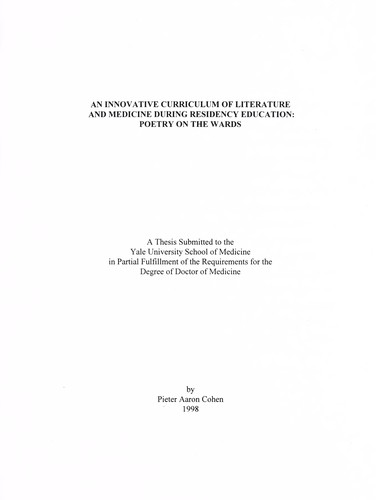 An innovative curriculum of literature and medicine during residency education