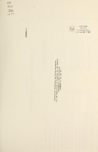 Interpretive guidelines and survey procedures for the application of standards for the general intermediate care facilities : 45CFR249.12  and