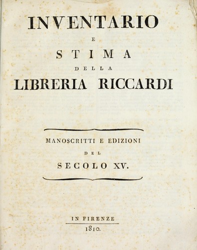 Inventario e stima della Libreria Riccardi