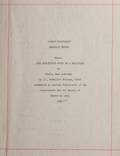 John Millington Synge as a dramatist