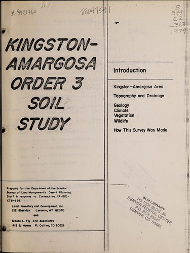 Kingston-Amargosa order 3 soil study