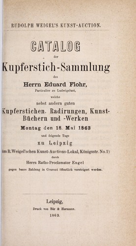Kupferstich-Sammlung des Herrn Eduard Flohr