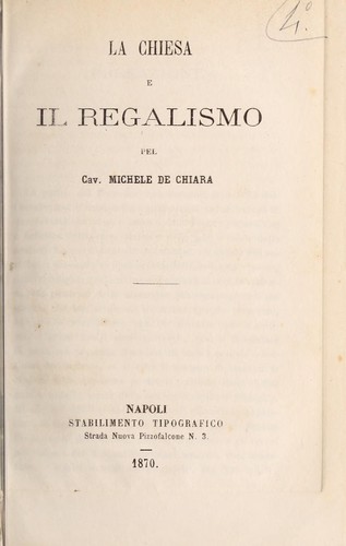 La chiesa e il regalismo