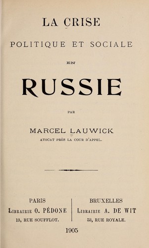 La crise politique et sociale en Russie.