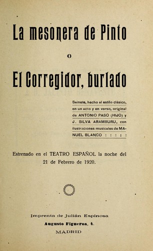 La mesonera de Pinto, o, El corregidor, burlado