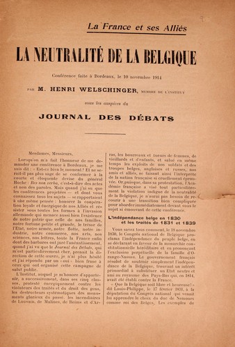 La neutralité de la Belgique