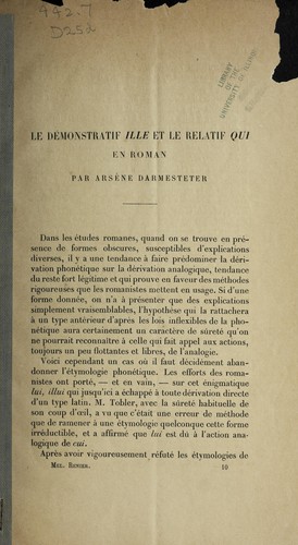 Le demonstratif ille et le relatif qui en roman