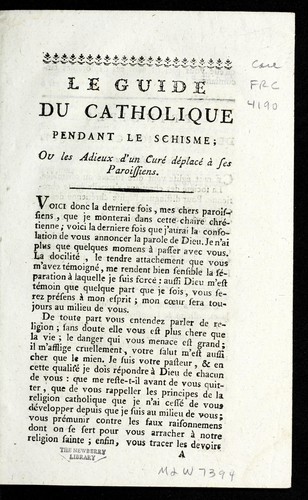 Le guide du Catholique pendant le schisme