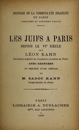 Les Juifs à Paris depuis le VIe siècle
