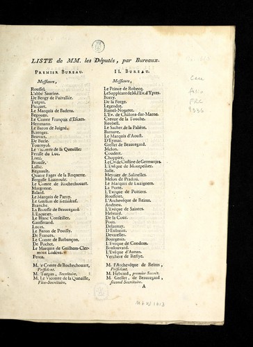 Liste de MM. les de pute s, par bureaux