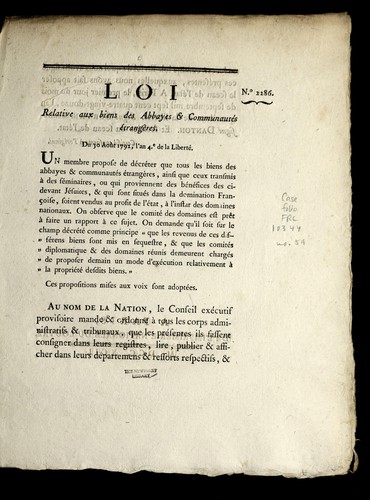 Loi relative aux biens des abbayes & communaute s e trange  res