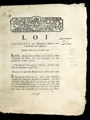 Loi relative aux estampilles destine es pour l'annullement des assignats