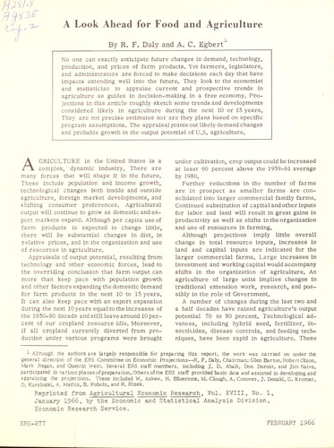 A look ahead for food and agriculture