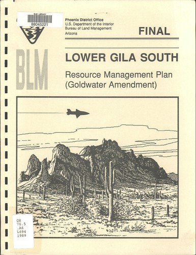 Lower Gila South resource management plan (Goldwater amendment)